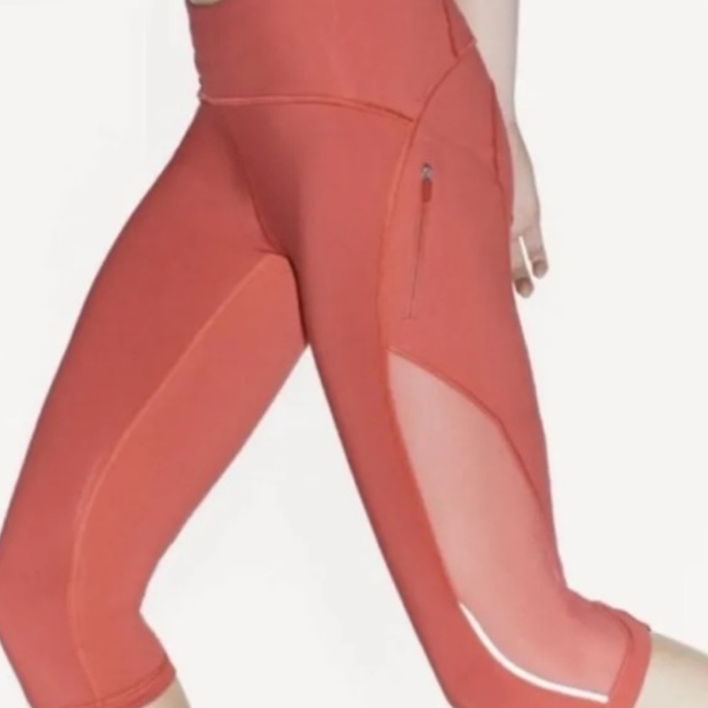Lululemon Sun Runner Crop Mesh Leggings Coral